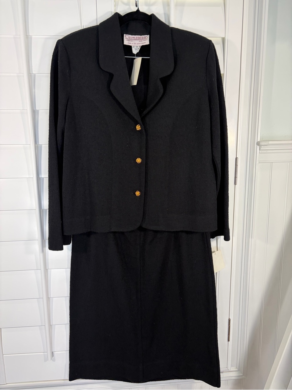 NWT Vintage Castleberry Black Knit Tailored Skirt Set (12) - Picture 3 of 12